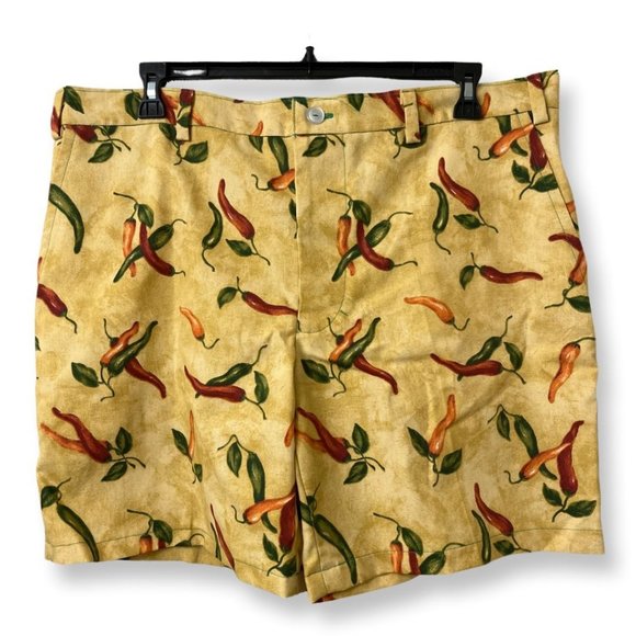 Golf Shorts Brunch Linen Shorts Men's XL Chili peppers Hand Made Tailor Made - Picture 1 of 3